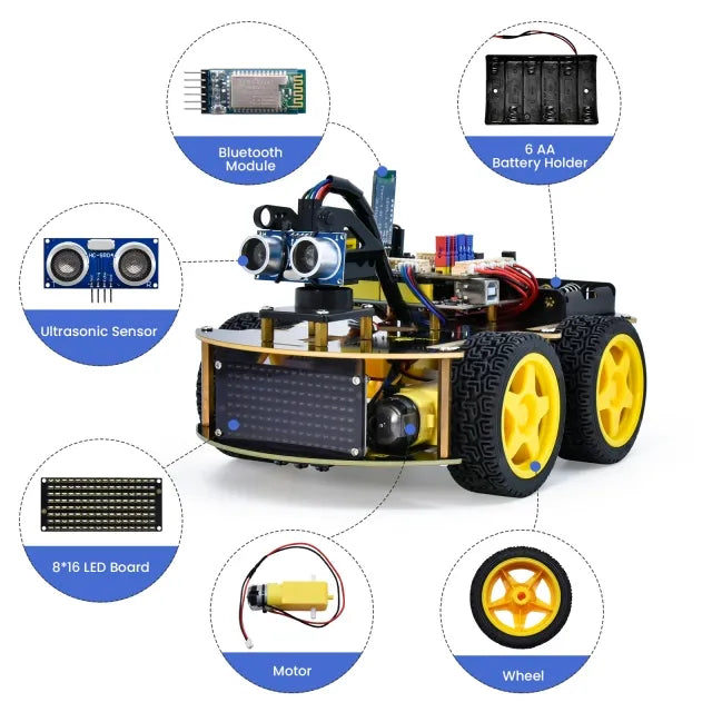 4WD BT Multi-purpose Smart Car DIY Kit V2.0 Compatible With Arduino
