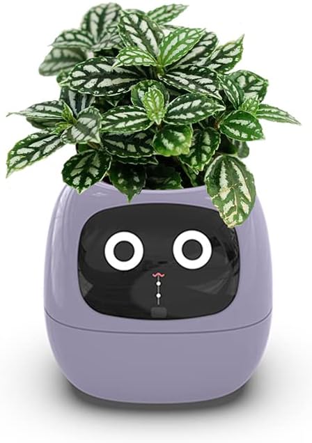 AI Smart Flowerpot with 7 Sensors and Multiple Expressions, Intelligent Pet Planter for Living Room, Plant-Free.