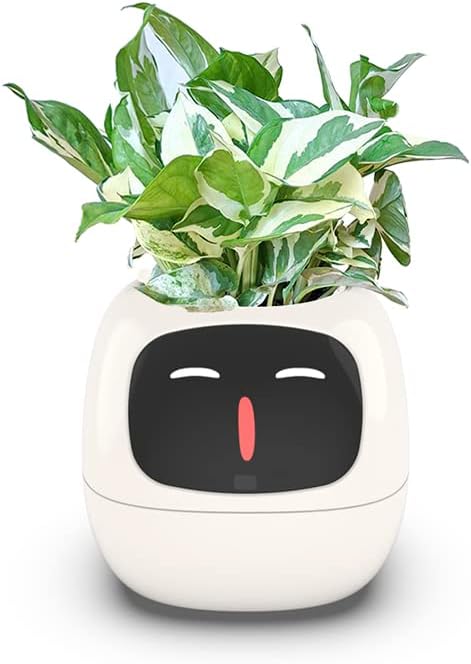 AI Smart Flowerpot with 7 Sensors and Multiple Expressions, Intelligent Pet Planter for Living Room, Plant-Free.