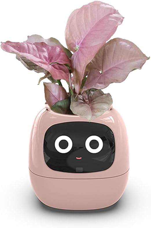 AI Smart Flowerpot with 7 Sensors and Multiple Expressions, Intelligent Pet Planter for Living Room, Plant-Free.