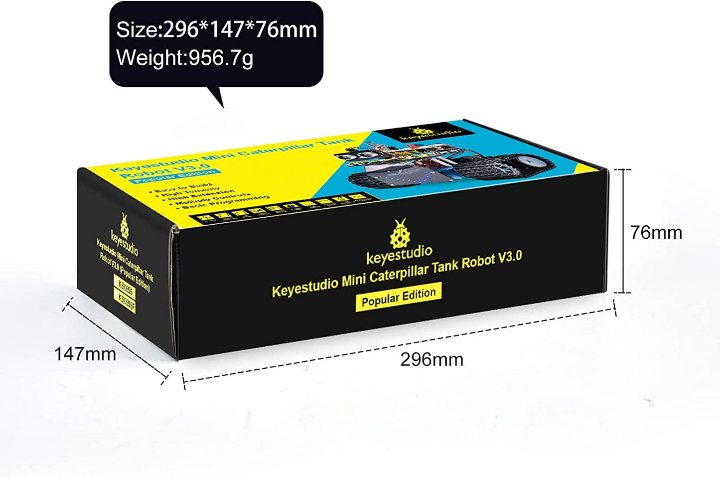 Mini Caterpillar Tank Robot V3 With Programmable LED Panel KS0555