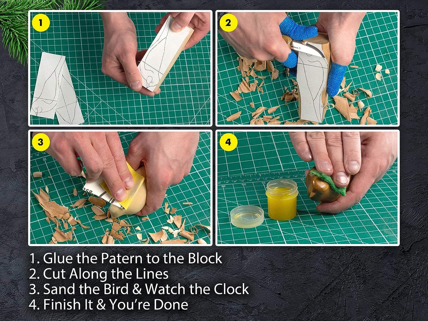 Wood Carving Kit for Beginners -  Set DIY01-2 Bird Carving DIY01
