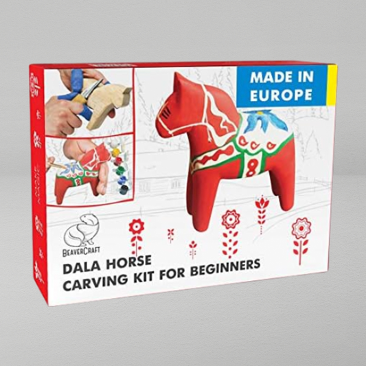 Wood Carving Kit for Beginners -  Set DIY02 Dala Horse DIY02