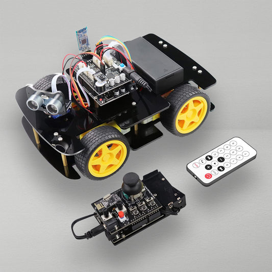 4WD Car Kit - Obstacle Detection, Remote Control, Line Following
