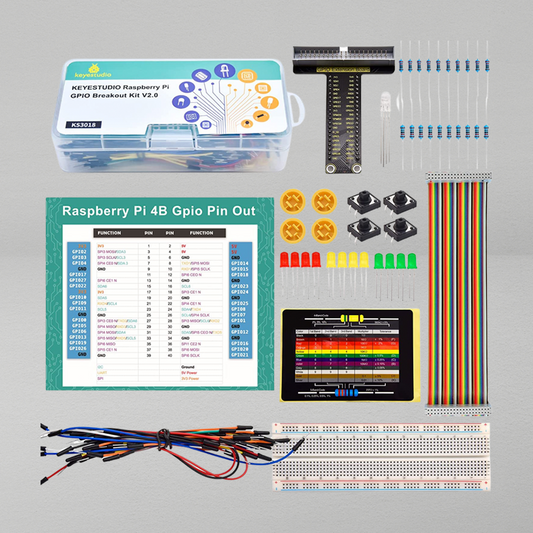 GPIO Breakout Kit for Raspberry Pi with 830-Hole Breadboard KS3018