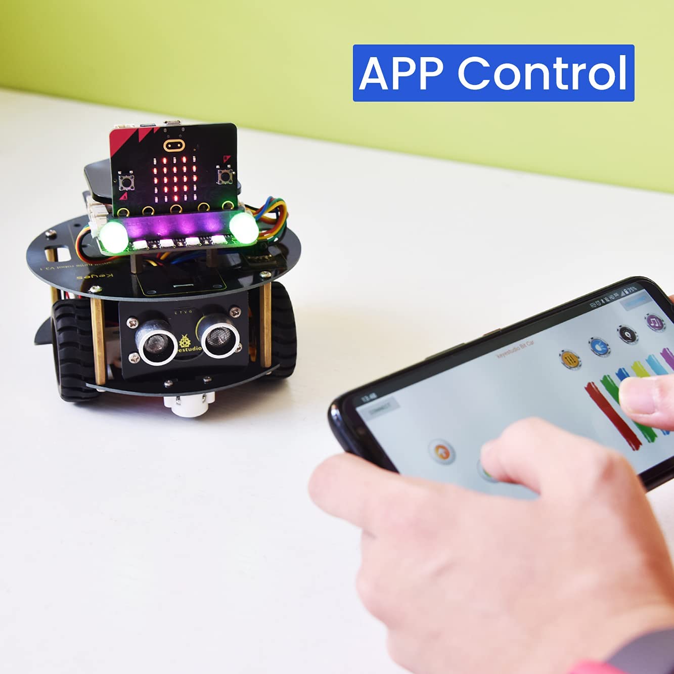 سيارة السلحفاة الذكية الصغيرة من Micro:bit (اللوحة والبطارية غير متضمنة)