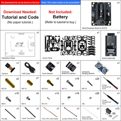 Robot Dog Kit for ESP32-WROVER with Tutorial and Sample Codes FNK0062