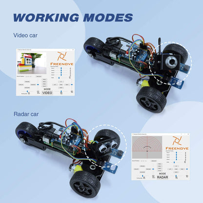 Three-Wheeled Smart Car DIY Kit Compatible with Raspberry Pi FNK0021