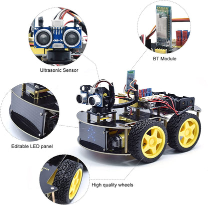 Arduino Smart 4WD Car Robot with Editable LED panel and Sensors KS0470